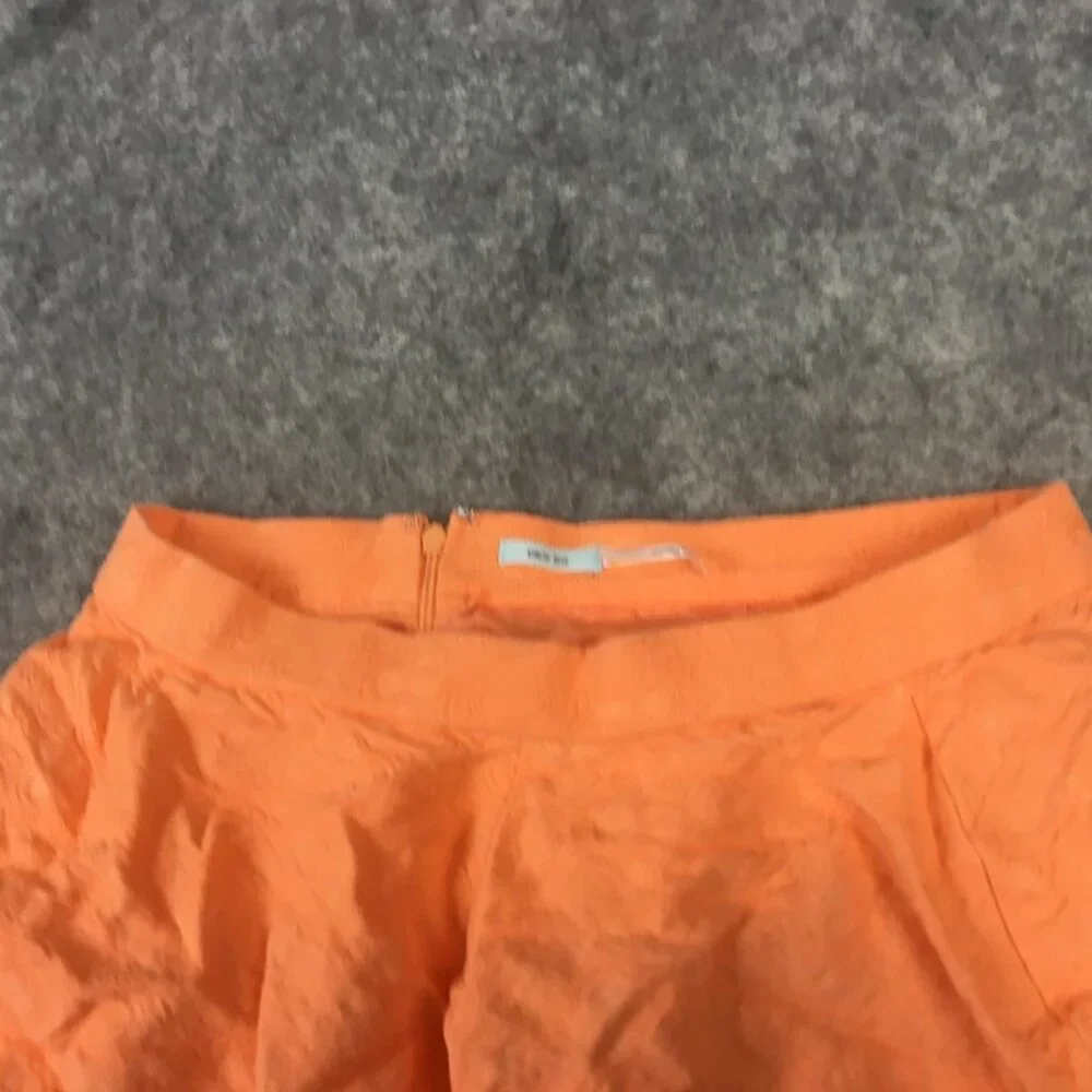 UO Kimchi Blue Skirt 8 Orange Neon Lined A Line Mini Textured Crepe Zip Casual